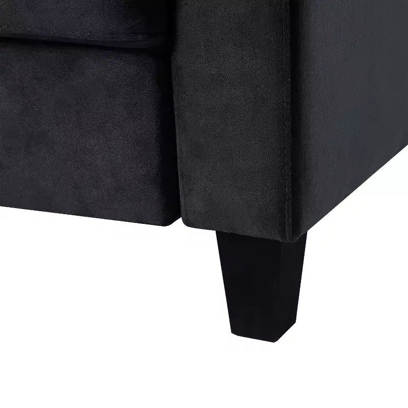 PexFix Poltrona singola in velluto imbottita, divano componibile, poltrona moderna con braccioli e gambe in legno per soggiorno, camera da letto, ufficio, nera