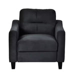 PexFix Poltrona singola in velluto imbottita, divano componibile, poltrona moderna con braccioli e gambe in legno per soggiorno, camera da letto, ufficio, nera