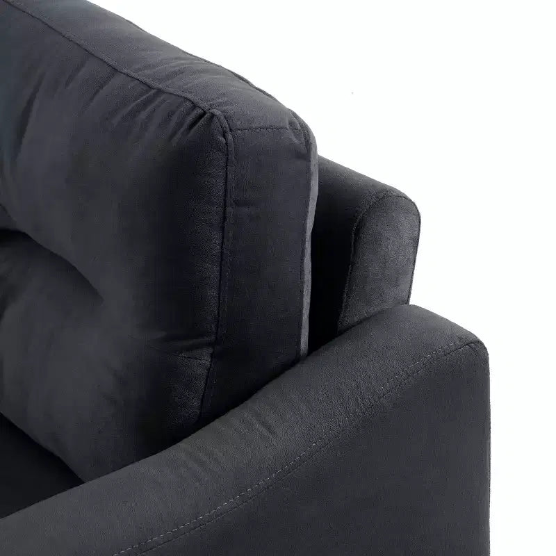PexFix Poltrona singola in velluto imbottita, divano componibile, poltrona moderna con braccioli e gambe in legno per soggiorno, camera da letto, ufficio, nera
