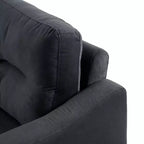 PexFix Poltrona singola in velluto imbottita, divano componibile, poltrona moderna con braccioli e gambe in legno per soggiorno, camera da letto, ufficio, nera