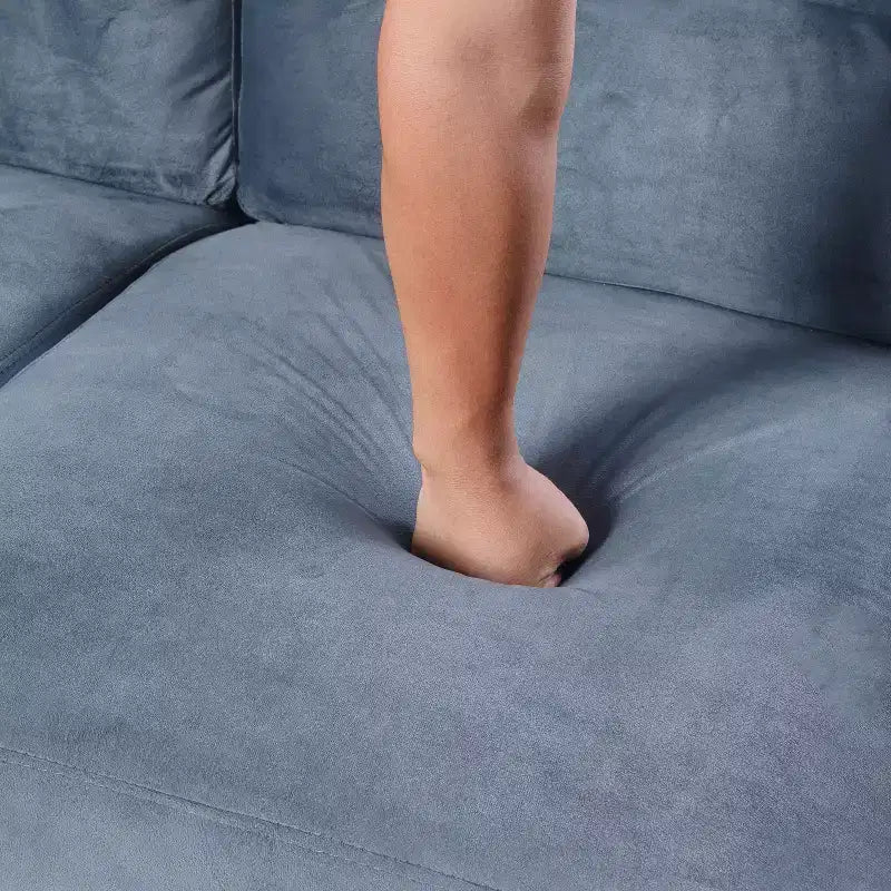 PexFix Divano singolo imbottito in velluto, divano componibile, poltrona moderna con braccioli e gambe in legno per soggiorno, camera da letto, ufficio, grigio