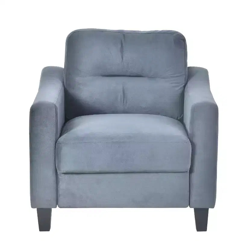 PexFix Divano singolo imbottito in velluto, divano componibile, poltrona moderna con braccioli e gambe in legno per soggiorno, camera da letto, ufficio, grigio