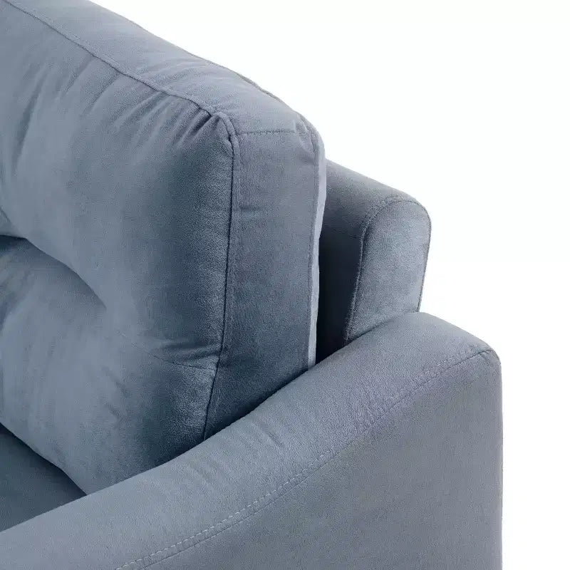 PexFix Divano singolo imbottito in velluto, divano componibile, poltrona moderna con braccioli e gambe in legno per soggiorno, camera da letto, ufficio, grigio