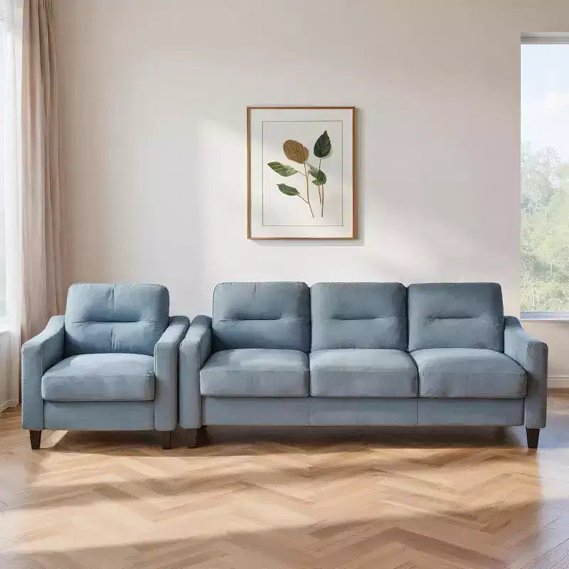 PexFix Moderno Divano Sezionale a 3 Posti in Velluto, Divano a 3 Posti, Divanetto e Poltrona Singola con Struttura in Legno Massello per Soggiorno Appartamento Grigio