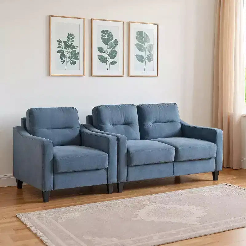 PexFix Moderno Divano Sezionale a 3 Posti in Velluto, Divano a 3 Posti, Divanetto e Poltrona Singola con Struttura in Legno Massello per Soggiorno Appartamento Grigio