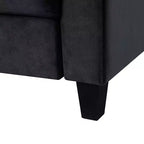 Divano componibile a 3 posti PexFix con molle a "U" e struttura in legno massello, divano imbottito in velluto in stile Mid-Century per soggiorno, camera da letto, ufficio, nero