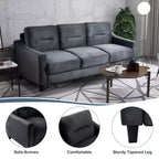 Divano componibile a 3 posti PexFix con molle a "U" e struttura in legno massello, divano imbottito in velluto in stile Mid-Century per soggiorno, camera da letto, ufficio, nero