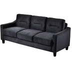 Divano componibile a 3 posti PexFix con molle a "U" e struttura in legno massello, divano imbottito in velluto in stile Mid-Century per soggiorno, camera da letto, ufficio, nero