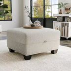 140 Divano Sezionale Grande a U con Pouf Chaise Longue, Divano Sezionale Modulare Convertibile con Pouf a 7 Posti per Soggiorno, Ufficio, Beige