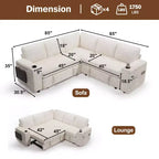 Divani Sezionali Modulari Dyonery Chenille per Soggiorno, Divano Comodo con Contenitore nel Bracciolo, Divano Letto Estraibile con Portabicchieri, Montaggio senza Attrezzi