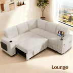 Divani Sezionali Modulari Dyonery Chenille per Soggiorno, Divano Comodo con Contenitore nel Bracciolo, Divano Letto Estraibile con Portabicchieri, Montaggio senza Attrezzi