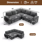 Divani Sezionali Modulari Dyonery Chenille per Soggiorno, Divano Comodo con Contenitore nel Bracciolo, Divano Letto Estraibile con Portabicchieri, Montaggio senza Attrezzi