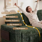 Divani Sezionali Modulari Dyonery Chenille per Soggiorno, Divano Comodo con Contenitore nel Bracciolo, Divano Letto Estraibile con Portabicchieri, Montaggio senza Attrezzi