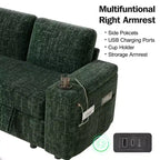 Divani Sezionali Modulari Dyonery Chenille per Soggiorno, Divano Comodo con Contenitore nel Bracciolo, Divano Letto Estraibile con Portabicchieri, Montaggio senza Attrezzi