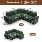 Divani Sezionali Modulari Dyonery Chenille per Soggiorno, Divano Comodo con Contenitore nel Bracciolo, Divano Letto Estraibile con Portabicchieri, Montaggio senza Attrezzi