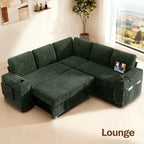 Divani Sezionali Modulari Dyonery Chenille per Soggiorno, Divano Comodo con Contenitore nel Bracciolo, Divano Letto Estraibile con Portabicchieri, Montaggio senza Attrezzi