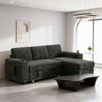 Divani Sezionali Modulari Dyonery Chenille per Soggiorno, Divano Comodo con Contenitore nel Bracciolo, Divano Letto Estraibile con Portabicchieri, Montaggio senza Attrezzi