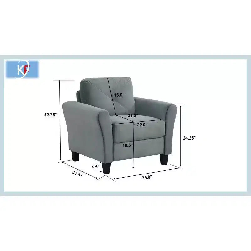 PexFix 35 L x 32,75 H Poltrona Singola Rivestita in Velluto con Schienale Trapuntato a Bottone, Poltrona Moderna per Soggiorno Camera da Letto Ufficio, Grigio