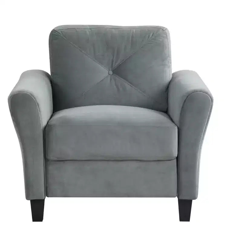 PexFix 35 L x 32,75 H Poltrona Singola Rivestita in Velluto con Schienale Trapuntato a Bottone, Poltrona Moderna per Soggiorno Camera da Letto Ufficio, Grigio