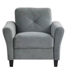 PexFix 35 L x 32,75 H Poltrona Singola Rivestita in Velluto con Schienale Trapuntato a Bottone, Poltrona Moderna per Soggiorno Camera da Letto Ufficio, Grigio