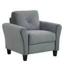 PexFix 35 L x 32,75 H Poltrona Singola Rivestita in Velluto con Schienale Trapuntato a Bottone, Poltrona Moderna per Soggiorno Camera da Letto Ufficio, Grigio