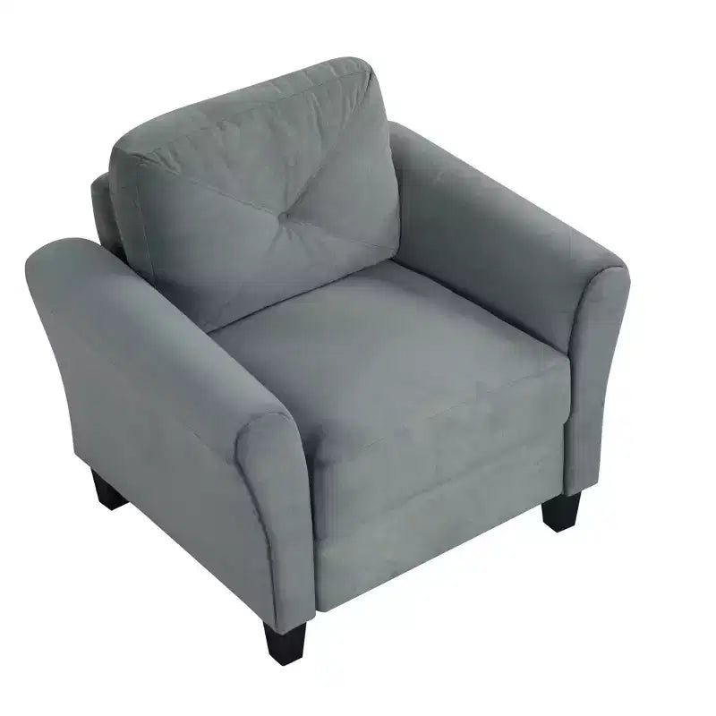 PexFix 35 L x 32,75 H Poltrona Singola Rivestita in Velluto con Schienale Trapuntato a Bottone, Poltrona Moderna per Soggiorno Camera da Letto Ufficio, Grigio