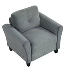 PexFix 35 L x 32,75 H Poltrona Singola Rivestita in Velluto con Schienale Trapuntato a Bottone, Poltrona Moderna per Soggiorno Camera da Letto Ufficio, Grigio