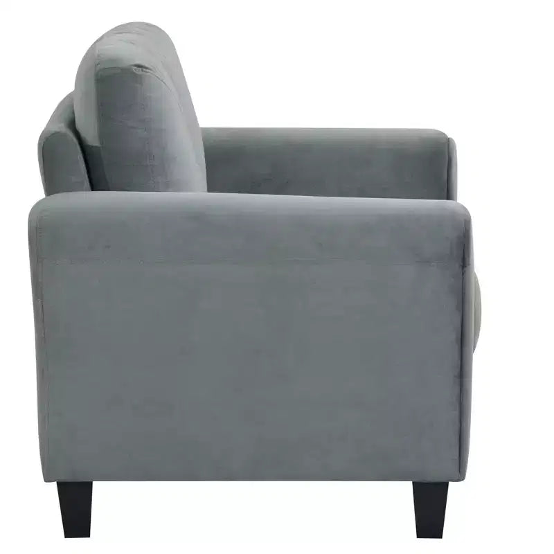 PexFix 35 L x 32,75 H Poltrona Singola Rivestita in Velluto con Schienale Trapuntato a Bottone, Poltrona Moderna per Soggiorno Camera da Letto Ufficio, Grigio