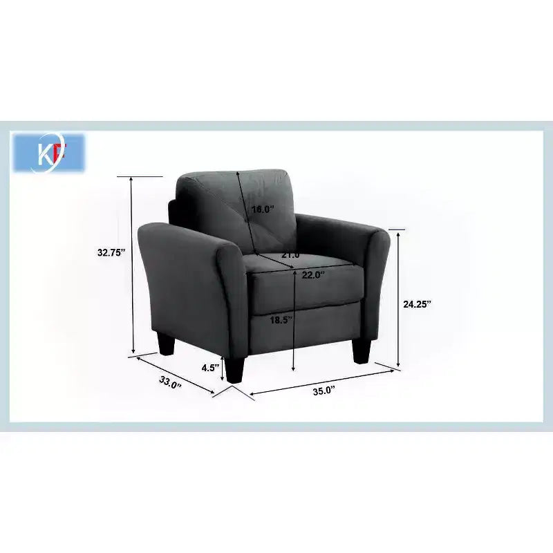 PexFix 35 L x 32,75 H Poltrona Singola Rivestita in Velluto con Schienale Trapuntato a Bottone, Poltroncina Moderna per Soggiorno, Camera da Letto, Ufficio, Nera