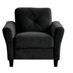 PexFix 35 L x 32,75 H Poltrona Singola Rivestita in Velluto con Schienale Trapuntato a Bottone, Poltroncina Moderna per Soggiorno, Camera da Letto, Ufficio, Nera