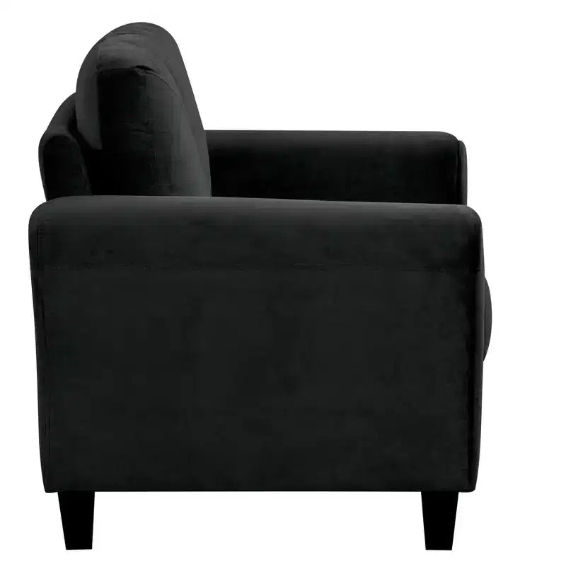PexFix 35 L x 32,75 H Poltrona Singola Rivestita in Velluto con Schienale Trapuntato a Bottone, Poltroncina Moderna per Soggiorno, Camera da Letto, Ufficio, Nera