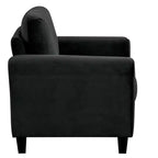 PexFix 35 L x 32,75 H Poltrona Singola Rivestita in Velluto con Schienale Trapuntato a Bottone, Poltroncina Moderna per Soggiorno, Camera da Letto, Ufficio, Nera