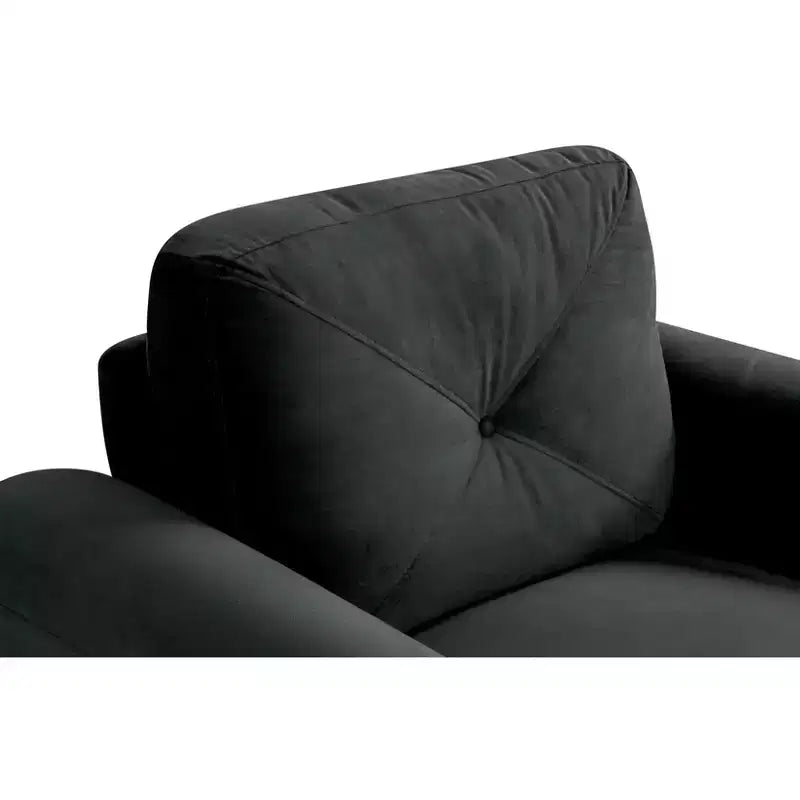 PexFix 35 L x 32,75 H Poltrona Singola Rivestita in Velluto con Schienale Trapuntato a Bottone, Poltroncina Moderna per Soggiorno, Camera da Letto, Ufficio, Nera