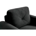 PexFix 35 L x 32,75 H Poltrona Singola Rivestita in Velluto con Schienale Trapuntato a Bottone, Poltroncina Moderna per Soggiorno, Camera da Letto, Ufficio, Nera