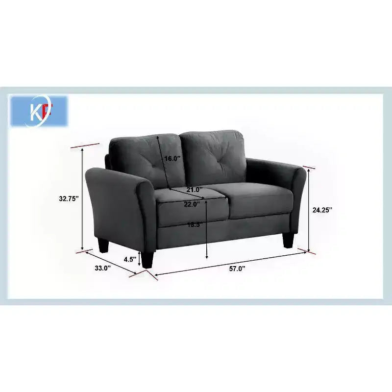 PexFix Divanetto 2 Posti in Velluto con Schienale Trapuntato a Bottone, Comodo Divano Moderno Sezionale per Soggiorno, Camera da Letro, Ufficio, Nero