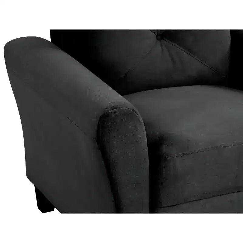 PexFix Divanetto 2 Posti in Velluto con Schienale Trapuntato a Bottone, Comodo Divano Moderno Sezionale per Soggiorno, Camera da Letro, Ufficio, Nero