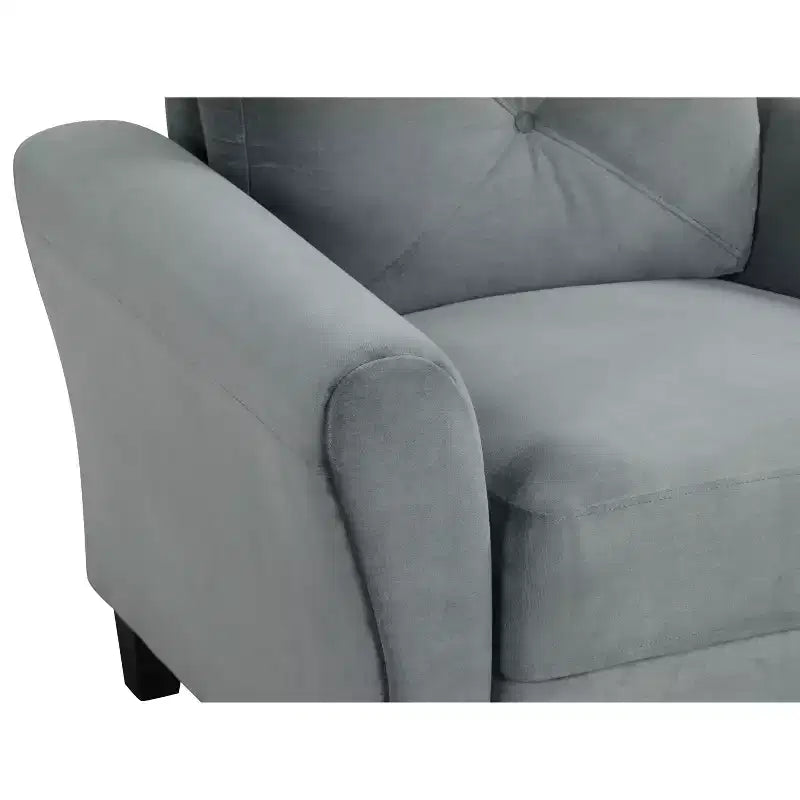 PexFix Divanetto 2 Posti Imbottito in Velluto con Schienale Trapuntato a Bottone Comodo Divano Sezionale Moderno per Soggiorno Camera da Letto Ufficio Grigio