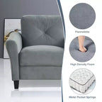 PexFix Divanetto 2 Posti Imbottito in Velluto con Schienale Trapuntato a Bottone Comodo Divano Sezionale Moderno per Soggiorno Camera da Letto Ufficio Grigio
