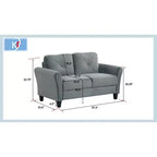 PexFix Divanetto 2 Posti Imbottito in Velluto con Schienale Trapuntato a Bottone Comodo Divano Sezionale Moderno per Soggiorno Camera da Letto Ufficio Grigio
