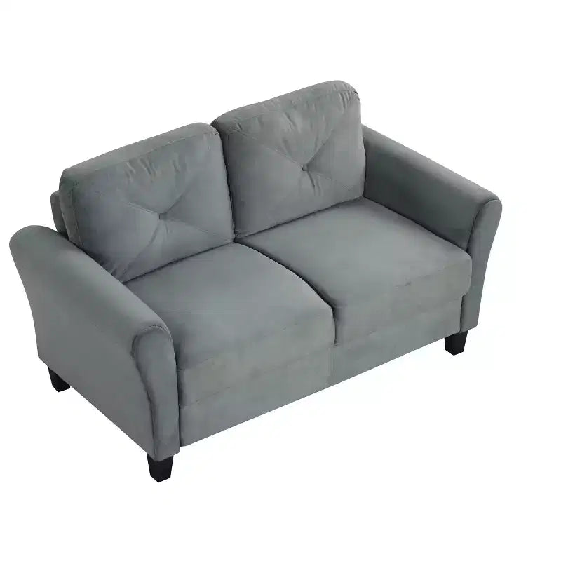 PexFix Divanetto 2 Posti Imbottito in Velluto con Schienale Trapuntato a Bottone Comodo Divano Sezionale Moderno per Soggiorno Camera da Letto Ufficio Grigio