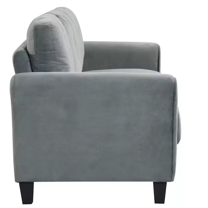 PexFix Divanetto 2 Posti Imbottito in Velluto con Schienale Trapuntato a Bottone Comodo Divano Sezionale Moderno per Soggiorno Camera da Letto Ufficio Grigio