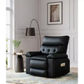 Oversized Manual Recliner Chair, Large PU Leather Lazy Chair for Adults with 1.5X Sponge Filling, Heat & Massage Functions - Black