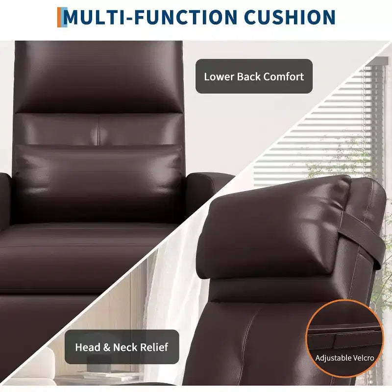 Poltrona reclinabile elettrica ergonomica – Funzioni massaggio e riscaldamento, reclinabile elettrica regolabile, poltrona singola in pelle PU imbottita (uso salotto)