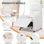 Poltrona reclinabile elettrica ergonomica – Funzioni massaggio e riscaldamento, reclinabile elettrica regolabile, poltrona singola in pelle PU imbottita (uso salotto)