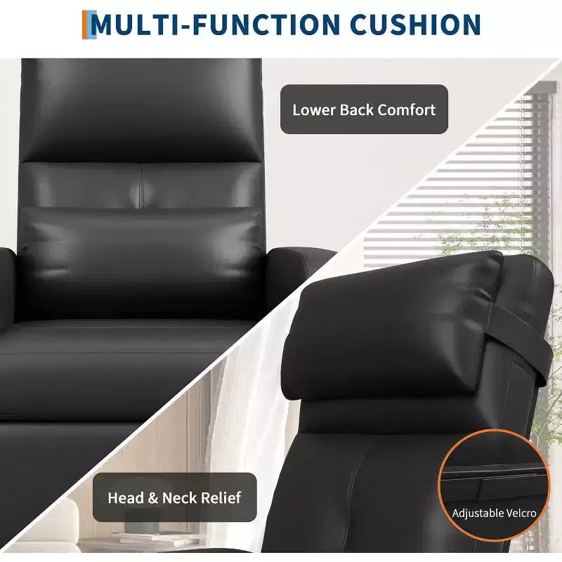 Poltrona reclinabile elettrica ergonomica – Funzioni massaggio e riscaldamento, reclinabile elettrica regolabile, poltrona singola in pelle PU imbottita (uso salotto)