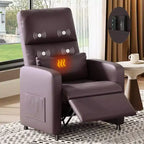 Poltrona reclinabile elettrica ergonomica – Funzioni massaggio e riscaldamento, reclinabile elettrica regolabile, poltrona singola in pelle PU imbottita (uso salotto)