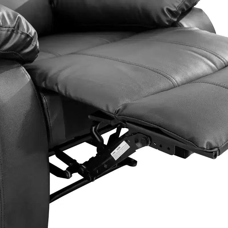 Divano Recliner Elettrico MAYEERTY, Poltrona Reclinabile in Pelle Traspirante, Divano a 3 Posti con Contenitore e Tavolino Reversibile per Soggiorno, Nero