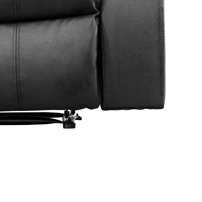 Divano Recliner Elettrico MAYEERTY, Poltrona Reclinabile in Pelle Traspirante, Divano a 3 Posti con Contenitore e Tavolino Reversibile per Soggiorno, Nero