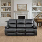 Divano Recliner Elettrico MAYEERTY, Poltrona Reclinabile in Pelle Traspirante, Divano a 3 Posti con Contenitore e Tavolino Reversibile per Soggiorno, Nero