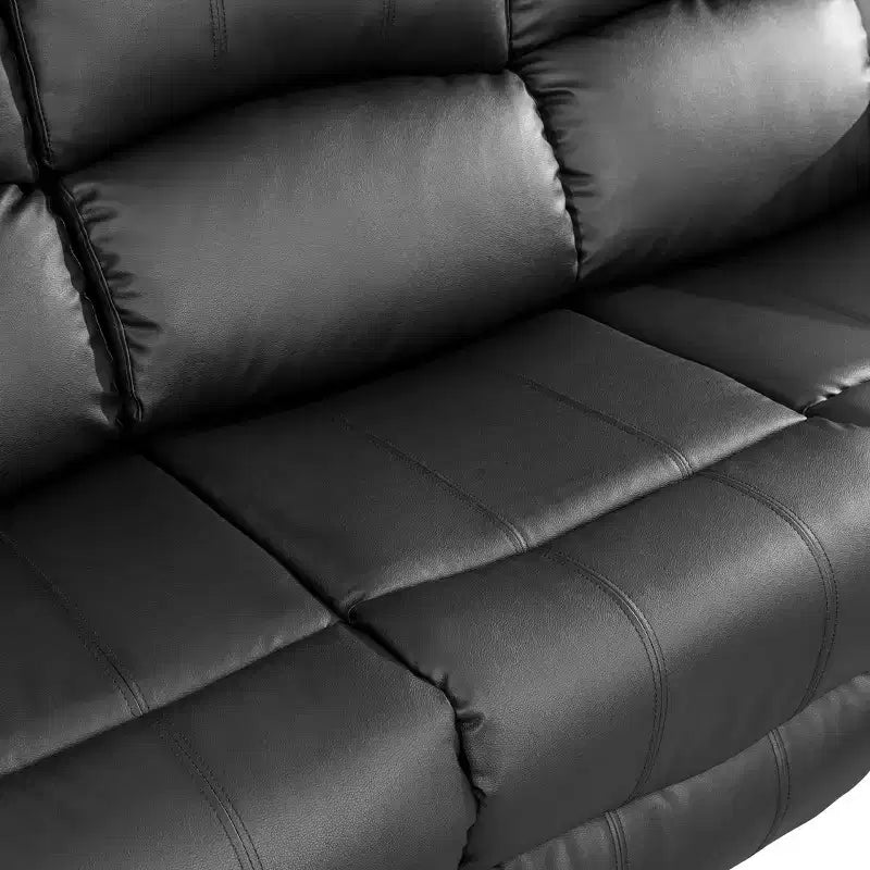 Divano Recliner Elettrico MAYEERTY, Poltrona Reclinabile in Pelle Traspirante, Divano a 3 Posti con Contenitore e Tavolino Reversibile per Soggiorno, Nero
